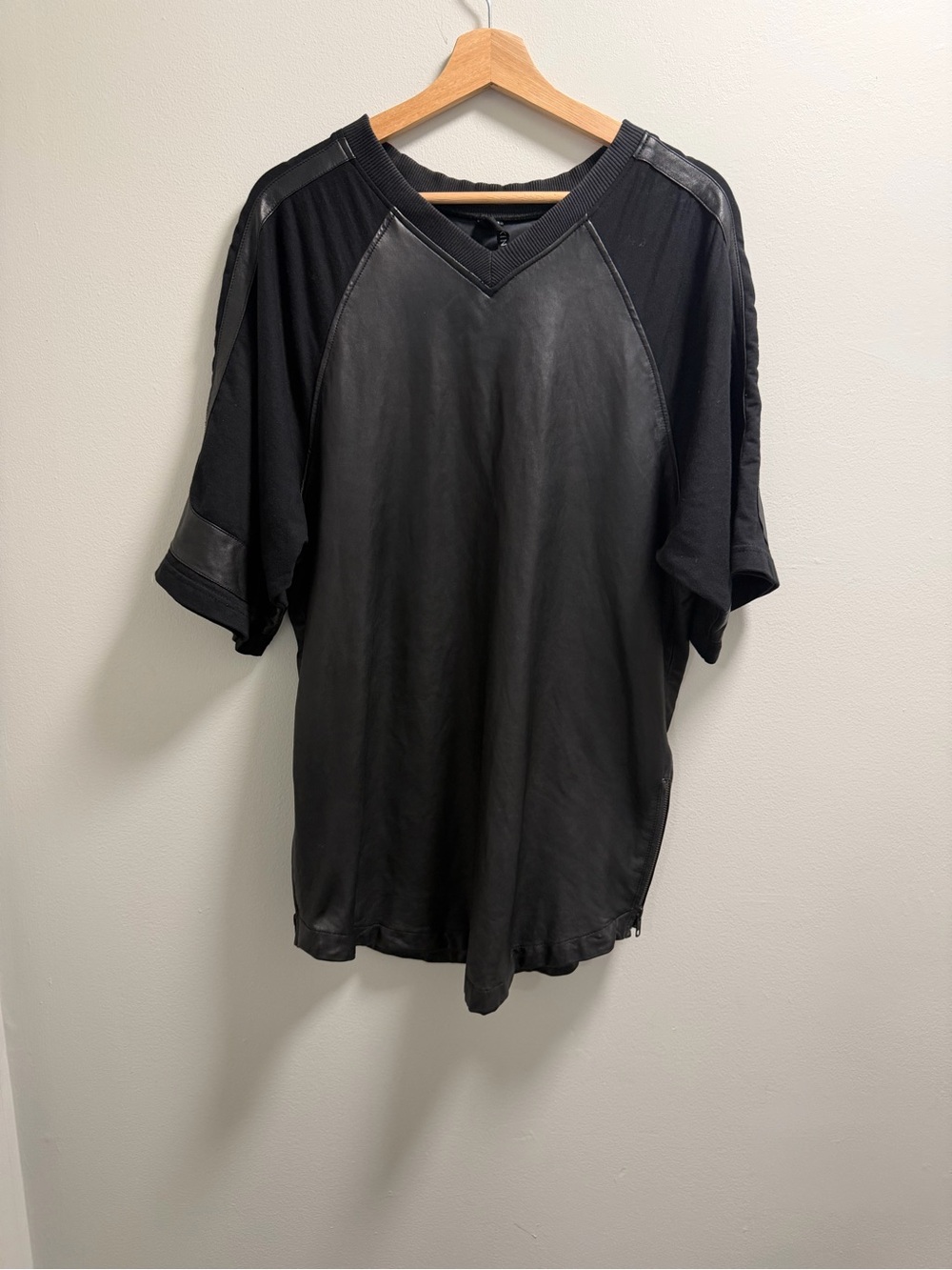 SKINGRAFT OVERSIZED LEATHER/FABRIC OVERSIZED TEE